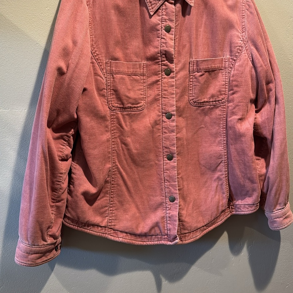 Woolrich Women's Dusty Rose Pink Fleece Lined Corduroy Snap Chore Barn Jacket - Picture 4 of 9